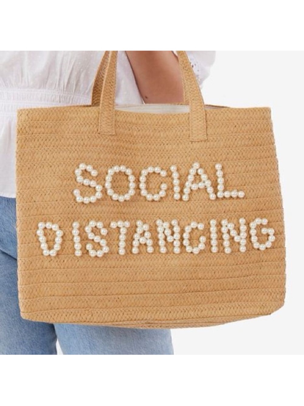 BEYOND THE BEACH BTB Social Distancing Straw Tote brand new